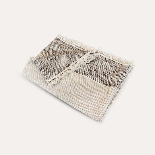 Ancestry Handwoven Throw Blanket in Pebble and Espresso banner