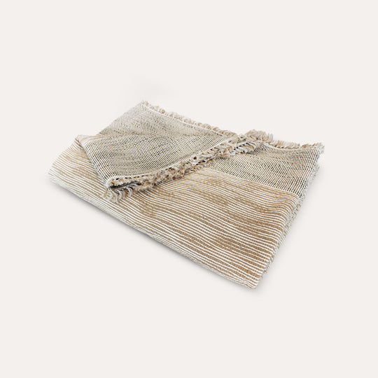Ancestry Handwoven Throw Blanket in Golden Sand and Olive Grove banner